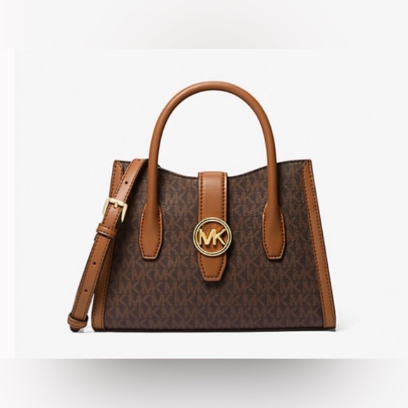 MICHAEL KORS Gabby Small Logo Satchel COLOR BROWN NWT - Picture 3 of 5